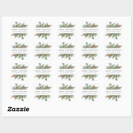 Festive Evergreen Kerst sticker Label (Vel)