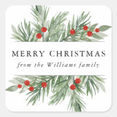 Festive Evergreen Kerst sticker Label (Voorkant)