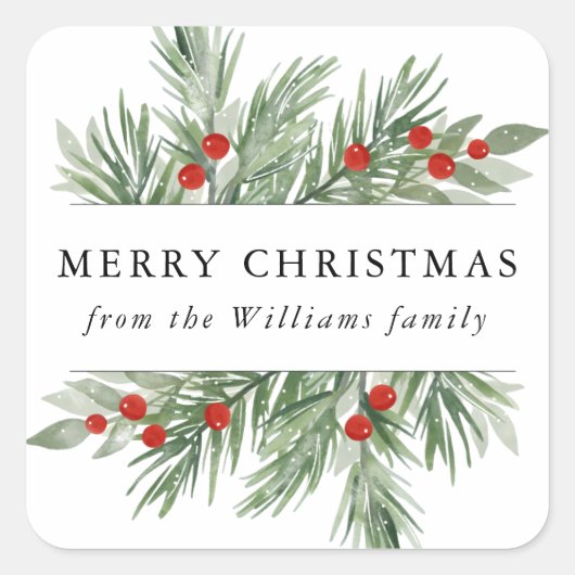 Festive Evergreen Kerst sticker Label (Voorkant)