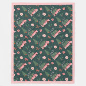 Festive Fala Kerstmis  Roze Retro Van Fleece Deken (Voorkant)