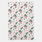 Festive Fala Kerstmis  Roze Retro Van Theedoek (Verticaal)