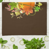 Festive Fall Leaves with Pumpkin Seasonal Decor Theedoek (Gevouwen)