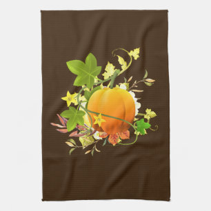 Festive Fall Leaves with Pumpkin Seasonal Decor Theedoek