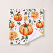 Festive Fall Pumpkins and Chrysanthemums Bad Handdoek (Wasdoekje)