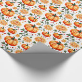 Festive Fall Pumpkins and Chrysanthemums Cadeaupapier (Hoek)