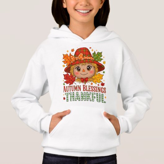 Festive Fall Scarecrow Sweatshirt – Autumn Leaves  (Voorkant)