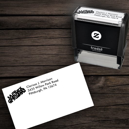 Festive Fancy Letters Merry Christmas Stars Zelfinktende Stempel