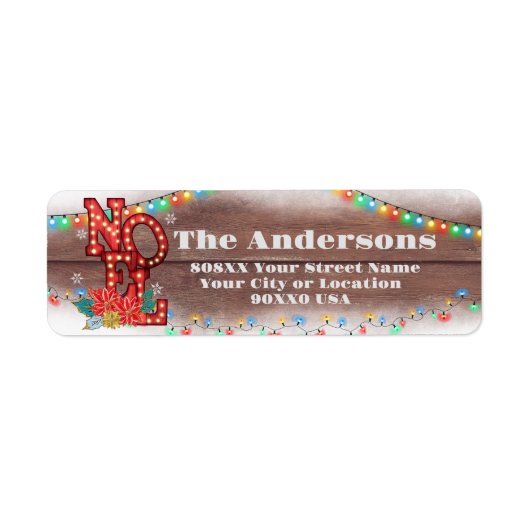 Festive Farmhouse-kerstlichten Etiket (Voorkant)