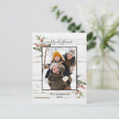 Festive Farmhouse Merry-kerstfoto Feestdagenkaart (Staand voorkant)