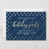 Festive Faux Folie Navy Holiday Party Uitnodiging (Voorkant)