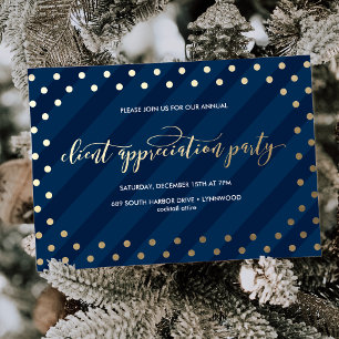 Festive Faux Folie Navy Holiday Party Uitnodiging