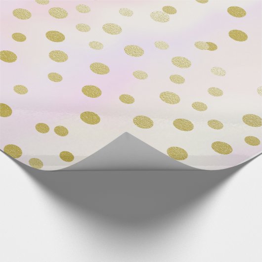 Festive Faux Gold Confetti op Paarse Waterverf Cadeaupapier (Hoek)