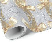 Festive Faux Gold Silver Ribbon Pattern Kerstmis Cadeaupapier (Rol Hoek)