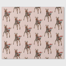 FESTIVE FAWN & ANTLER OWL Wrapping Paper Cadeaupapier