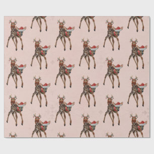 FESTIVE FAWN & ANTLER OWL Wrapping Paper Cadeaupapier