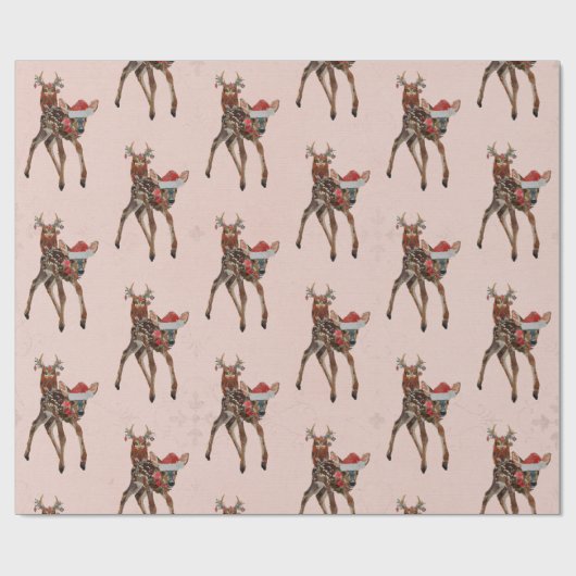 FESTIVE FAWN & ANTLER OWL Wrapping Paper Cadeaupapier (Vlak)
