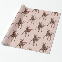 FESTIVE FAWN & ANTLER OWL Wrapping Paper