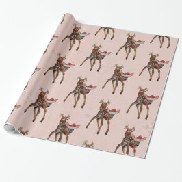 FESTIVE FAWN & ANTLER OWL Wrapping Paper Cadeaupapier