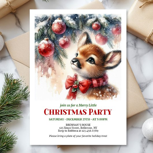 Festive fawn snowy forest cozy winter Christmas  Kaart