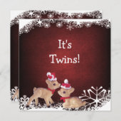 Festive Fawns Twins kerstBaby shower Kaart (Voorkant / Achterkant)