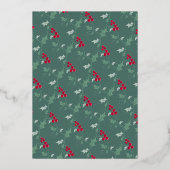 Festive Feast green Goudbesries Kerstdiner Folie Uitnodiging (Achterkant)