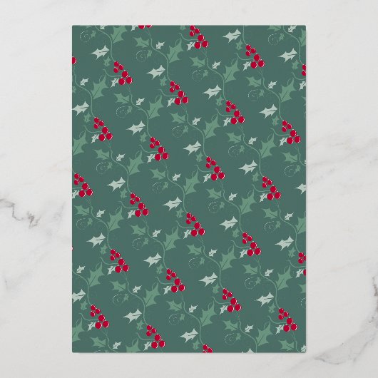 Festive Feast green Goudbesries Kerstdiner Folie Uitnodiging (Achterkant)