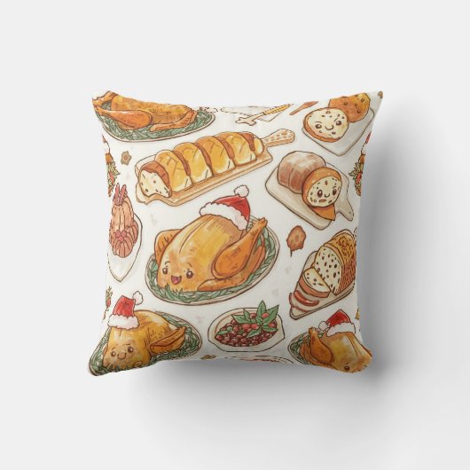 Festive Feast Pattern | Cute Holiday Food  Kussen (Achterkant)