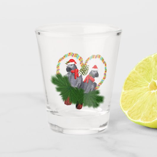 Festive Featherballen Glass Shot Glas (Voorkant)