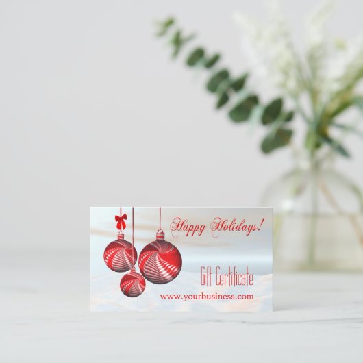 Festive Feestdagen Cadeaubont Certificate Sjabloon Kortingskaartje (Staand voorkant)