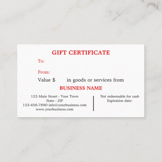 Festive Feestdagen Cadeaubont Certificate Sjabloon Kortingskaartje (Achterkant)