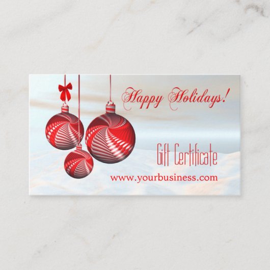 Festive Feestdagen Cadeaubont Certificate Sjabloon Kortingskaartje (Voorkant)