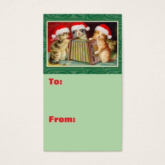Festive Feline Accordion Players Christmas Visitekaartje (Voorkant)
