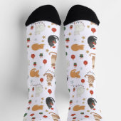Festive Feline Christmas Holiday Pattern Socks Sokken (Top)