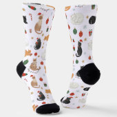 Festive Feline Christmas Holiday Pattern Socks Sokken (Gebogen)