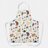 Festive Feline Christmas Pattern Apron Schort (Voorkant)