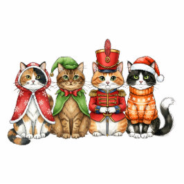 Festive Feline Quartet Staand Fotobeeldje