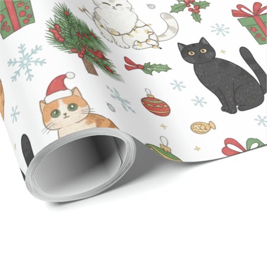 Festive Felines Christmas Wrapping Paper Cadeaupapier (Rol Hoek)