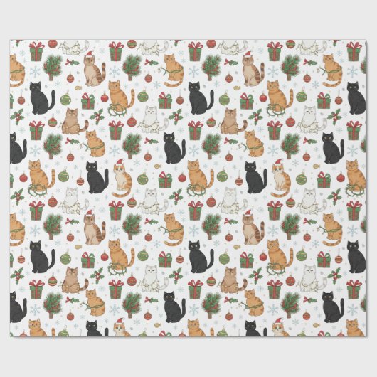Festive Felines Christmas Wrapping Paper Cadeaupapier (Vlak)