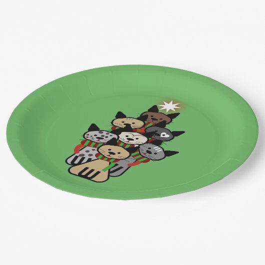 Festive Felines Kerstmis Papieren Bordje (Gekanteld)