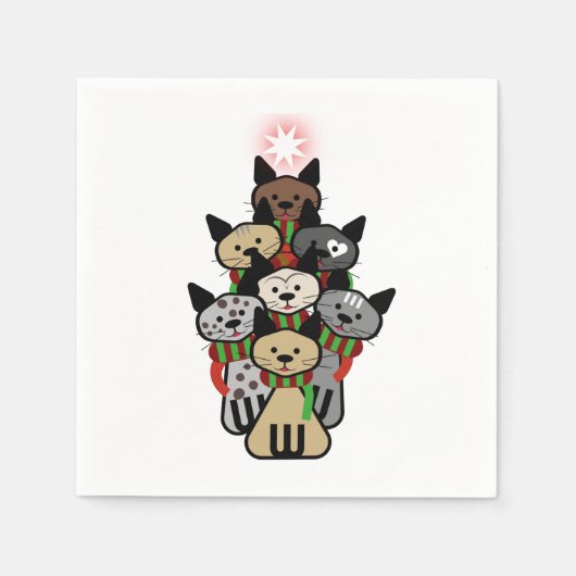 Festive Felines Kerstmis Servet (Voorkant)