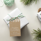 Festive Fern Typography Merry Kerstry Cadeaulabels