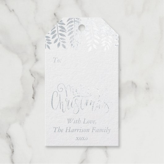 Festive Fern Typography Merry Kerstry Cadeaulabels (Voorkant)