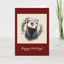 Festive Ferret Pet Folded Holiday / kerstkaart
