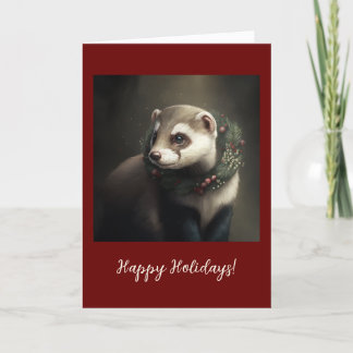 Festive Ferret Pet Folded Holiday / kerstkaart Bedankkaart
