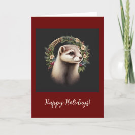 Festive Ferret Pet Folded Holiday / kerstkaart Bedankkaart