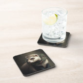 Festive Ferret Winter Feestdagen/kerstOnderzetters Bier Onderzetter (Rechterzijde)