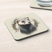 Festive Ferret Winter Feestdagen/kerstOnderzetters Bier Onderzetter (Linkerzijde)