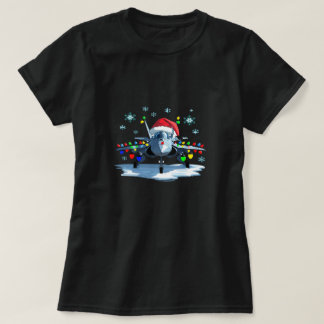 Festive Fighter Jet Kerst T-shirt — Santa Hoed