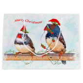 Festive Finches Gift Bag Large Cadeautasje (Voorkant)