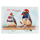 Festive Finches Gift Bag Large Cadeautasje (Achterkant)
